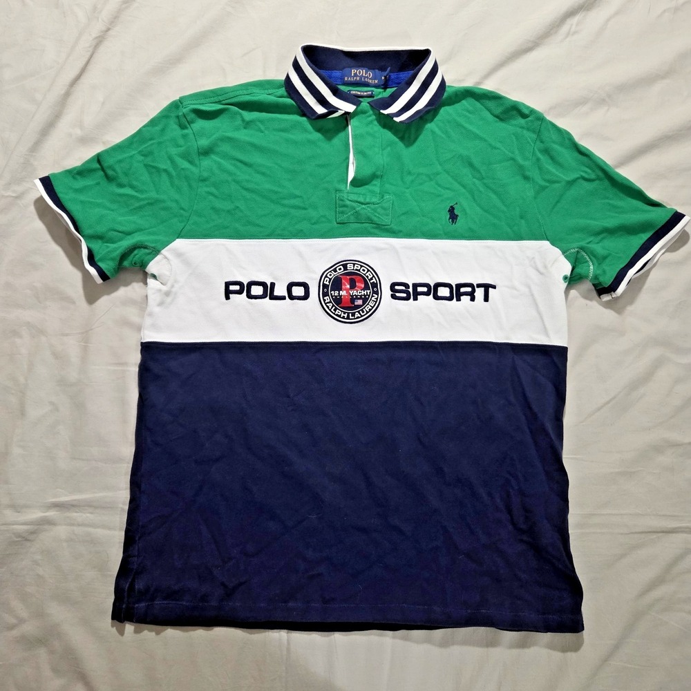 Polo Sport Ralph Lauren 12M Yacht Ocean Challenge Short Sleeve Shirt Green Small